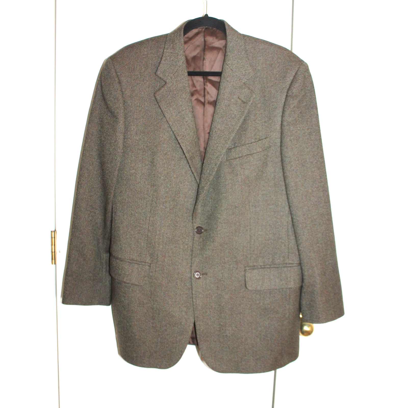 Brooks Brothers Heather Green Herringbone Italian Wool Blazer Sz 40 Reg.